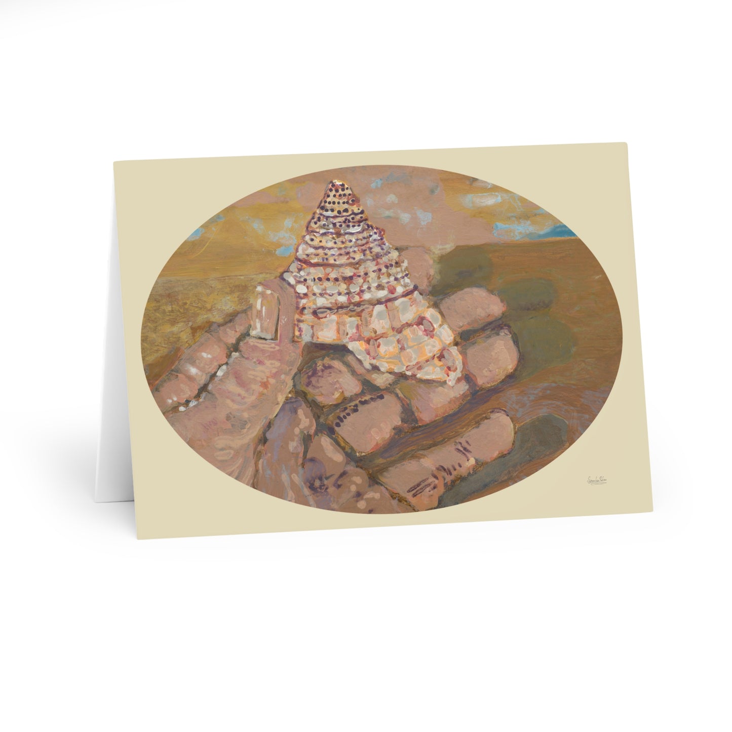 Seashell in Hand Greeting Card (5 Pack)