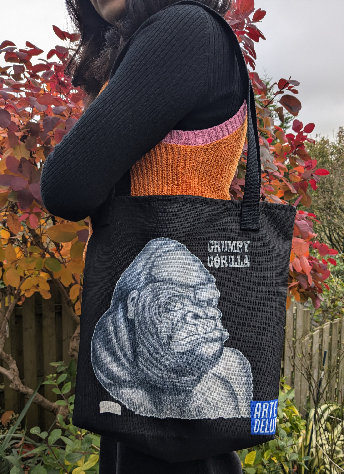 Grumpy Gorilla Tote Bag (Black)