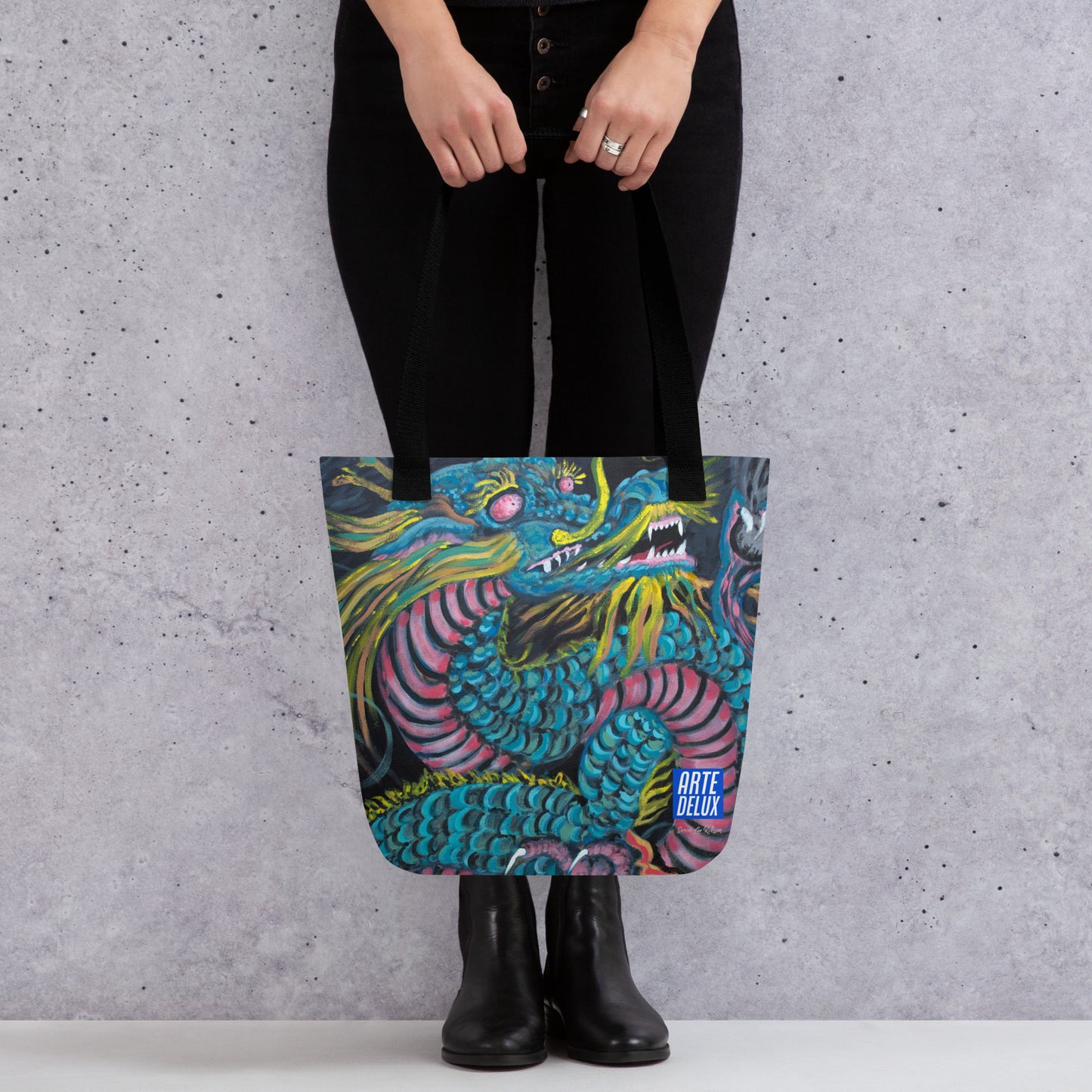 Neon Dragon Tote Bag